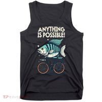 Anything Is Possible Fish Riding A Bicycle Tank Top thumb 0