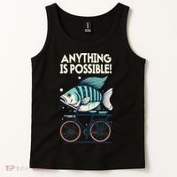 Anything Is Possible Fish Riding A Bicycle Tank Top thumb 2