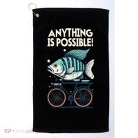 Anything Is Possible Fish Riding A Bicycle Golf Towel thumb 0