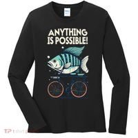 Anything Is Possible Fish Riding A Bicycle Women's Long Sleeve Shirt thumb 0