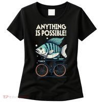 Anything Is Possible Fish Riding A Bicycle Women's T-Shirt thumb 0