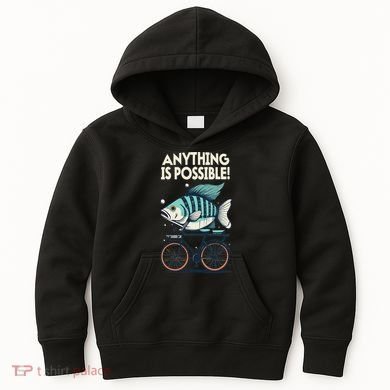 Anything Is Possible Fish Riding A Bicycle Kids Hoodie