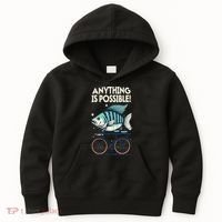 Anything Is Possible Fish Riding A Bicycle Kids Hoodie thumb 0