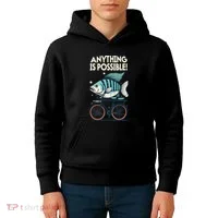 Anything Is Possible Fish Riding A Bicycle Kids Hoodie thumb 4