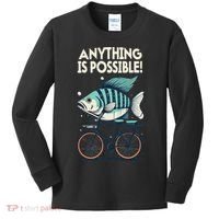 Anything Is Possible Fish Riding A Bicycle Kids Long Sleeve Shirt thumb 0
