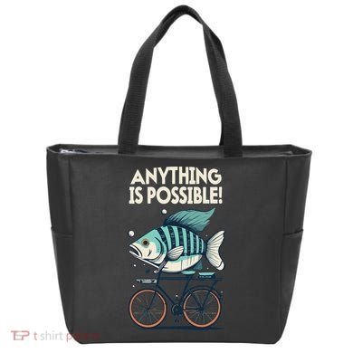 Anything Is Possible Fish Riding A Bicycle Tote Bag