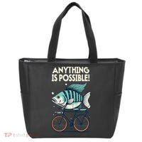 Anything Is Possible Fish Riding A Bicycle Tote Bag thumb 0