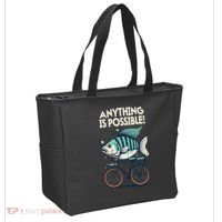 Anything Is Possible Fish Riding A Bicycle Tote Bag thumb 2