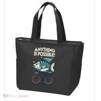Anything Is Possible Fish Riding A Bicycle Tote Bag thumb 3