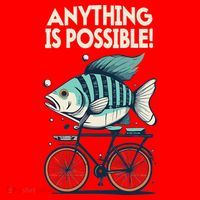 Anything Is Possible Fish Riding A Bicycle Santa Hat thumb 1