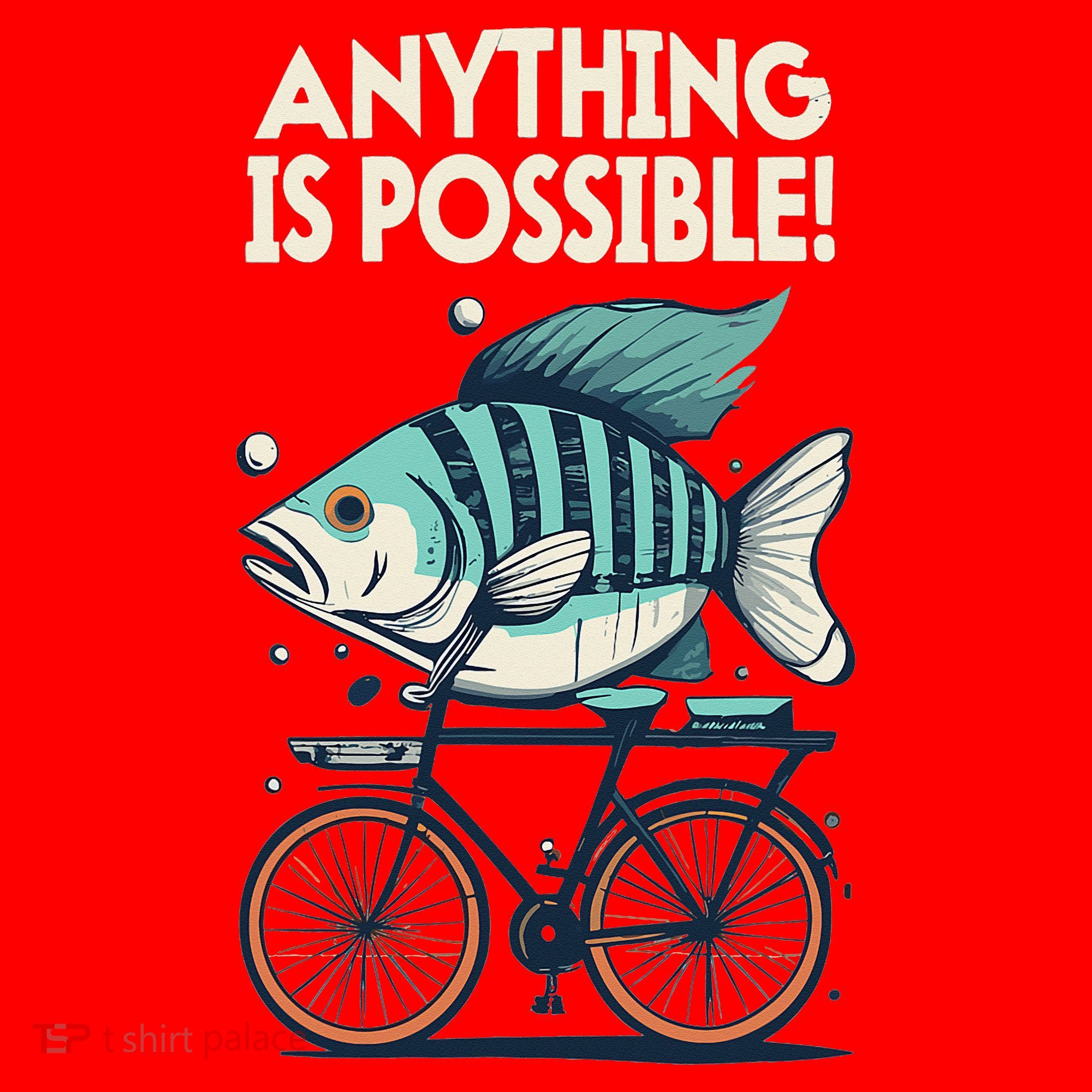 Anything Is Possible Fish Riding A Bicycle Santa Hat