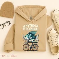 Anything Is Possible Fish Riding A Bicycle Hoodie thumb 4