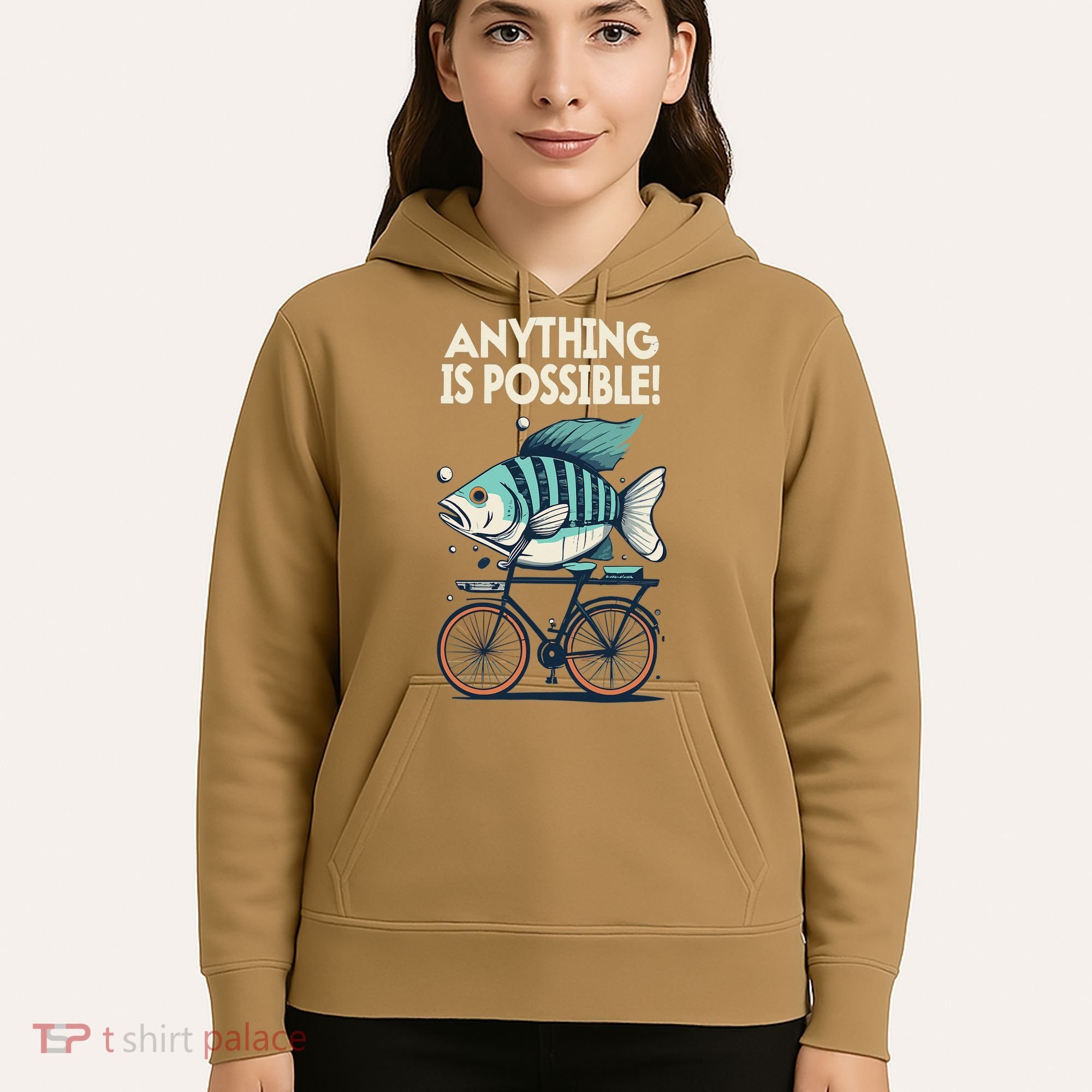 Anything Is Possible Fish Riding A Bicycle Hoodie