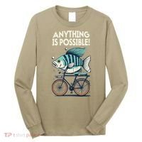 Anything Is Possible Fish Riding A Bicycle Long Sleeve Shirt thumb 0