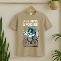 Anything Is Possible Fish Riding A Bicycle T-Shirt thumb 2