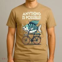 Anything Is Possible Fish Riding A Bicycle T-Shirt thumb 3