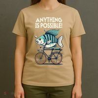 Anything Is Possible Fish Riding A Bicycle T-Shirt thumb 4