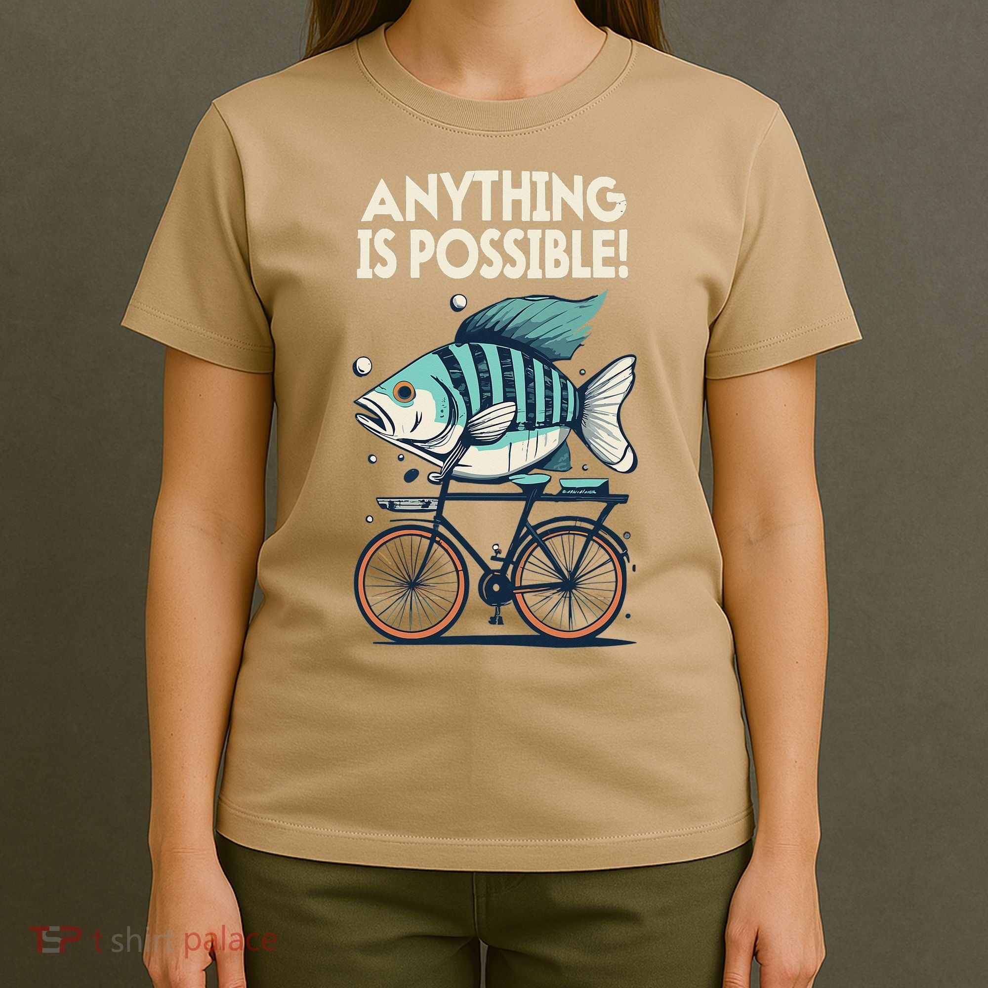 Anything Is Possible Fish Riding A Bicycle T-Shirt