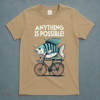 Anything Is Possible Fish Riding A Bicycle T-Shirt thumb 5