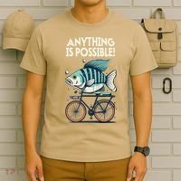 Anything Is Possible Fish Riding A Bicycle T-Shirt thumb 6