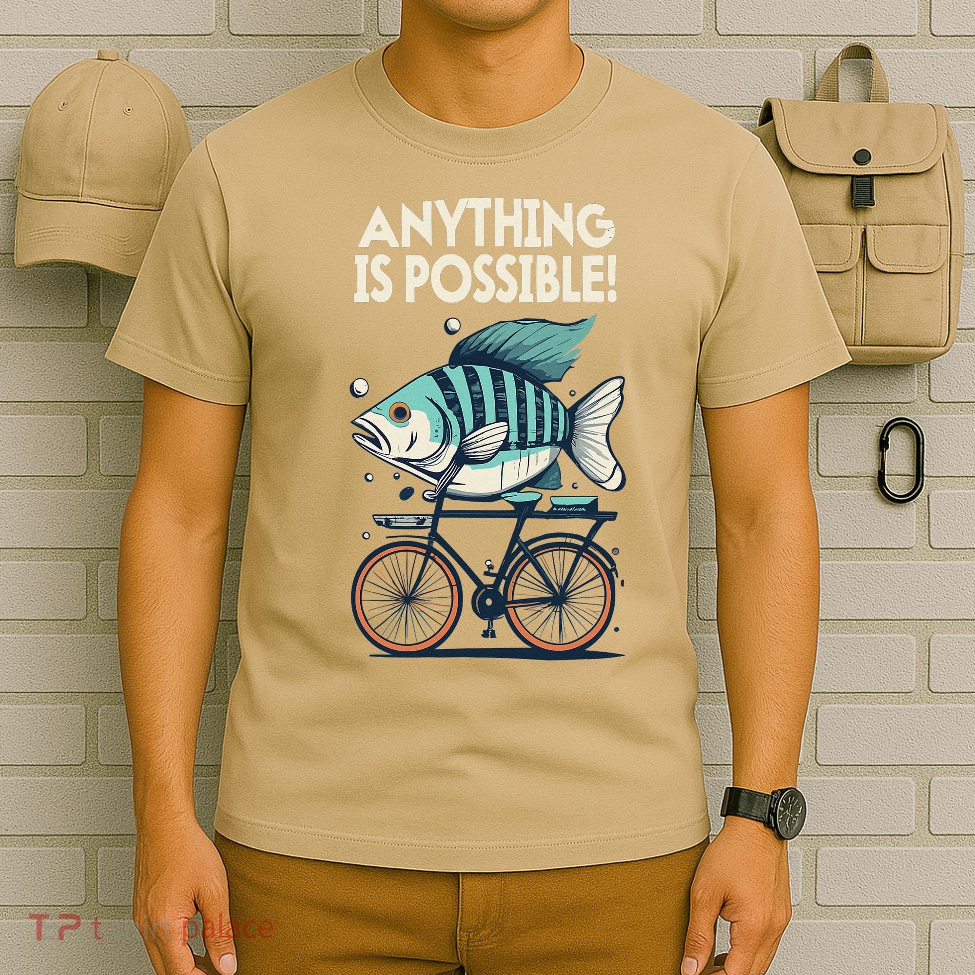Anything Is Possible Fish Riding A Bicycle T-Shirt