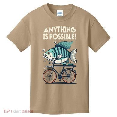 Anything Is Possible Fish Riding A Bicycle Kids T-Shirt