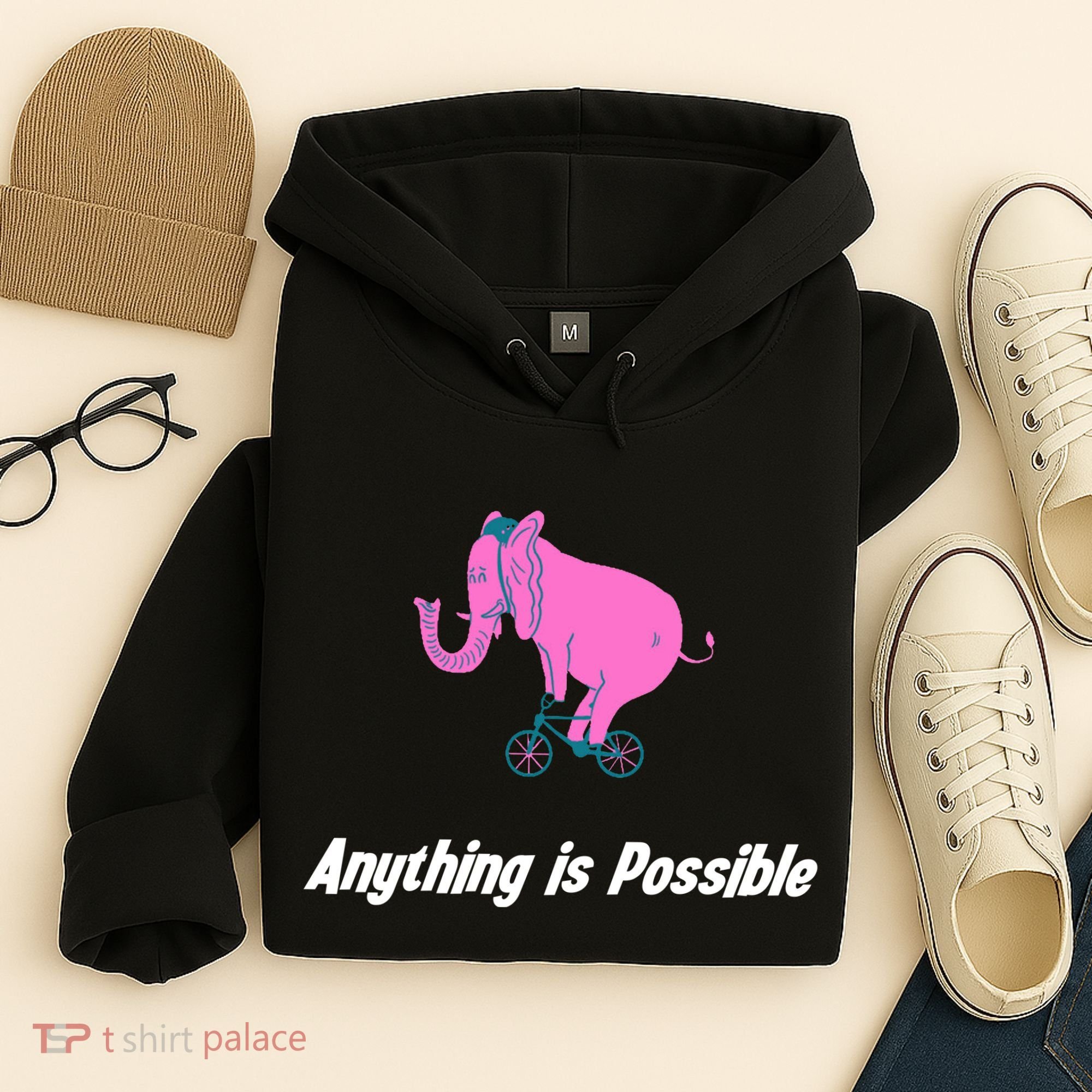 Anything Is Possible Elephant Bicycle Hoodie