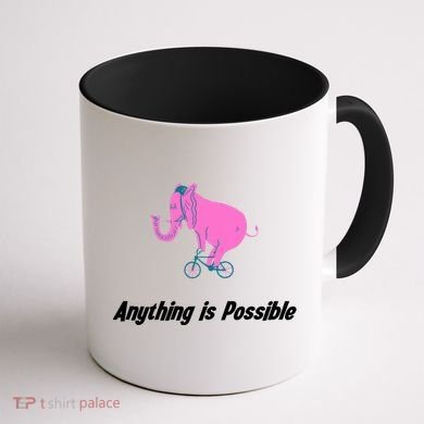 Anything Is Possible Elephant Bicycle Coffee Mug back