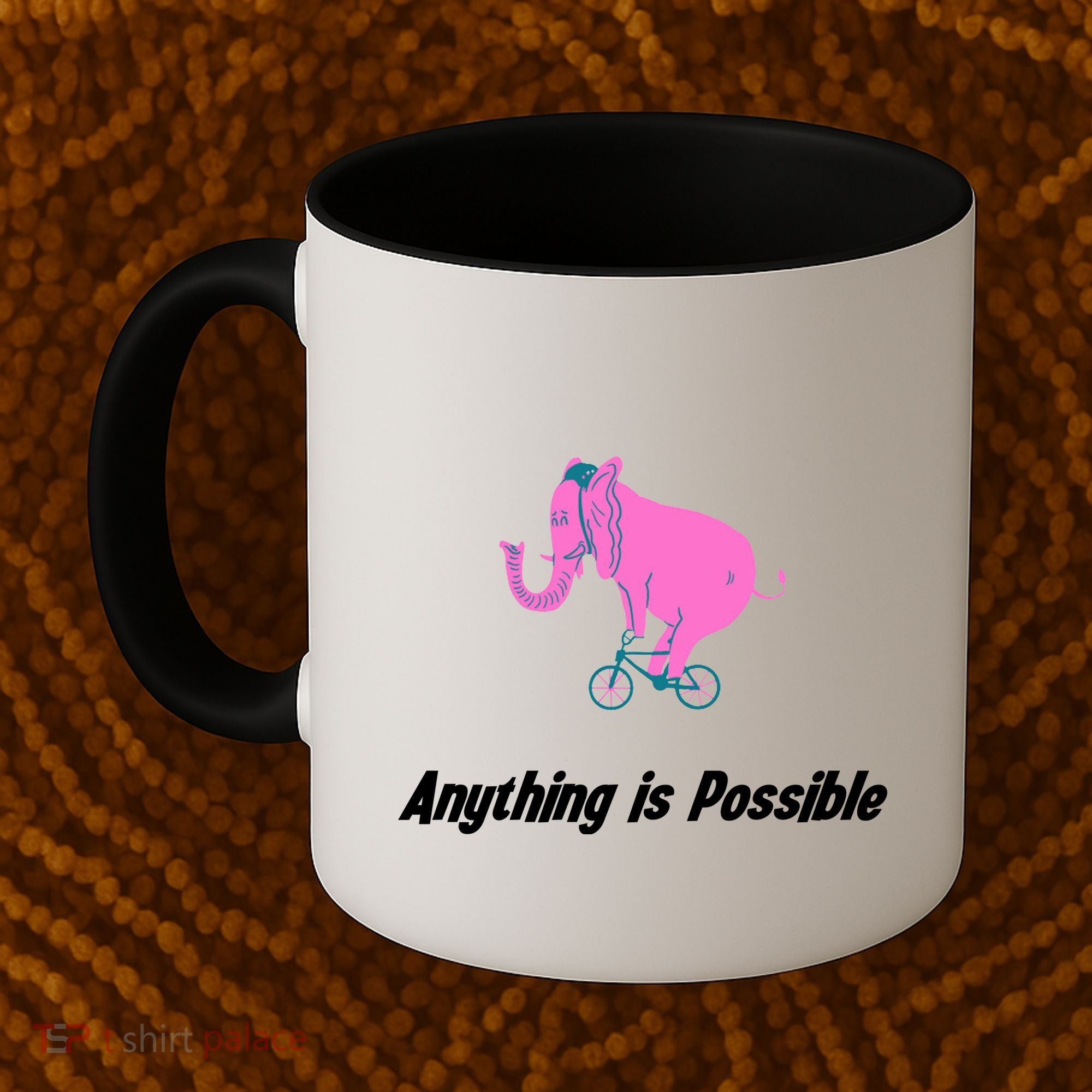 Anything Is Possible Elephant Bicycle Coffee Mug