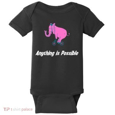 Anything Is Possible Elephant Bicycle Baby Bodysuit