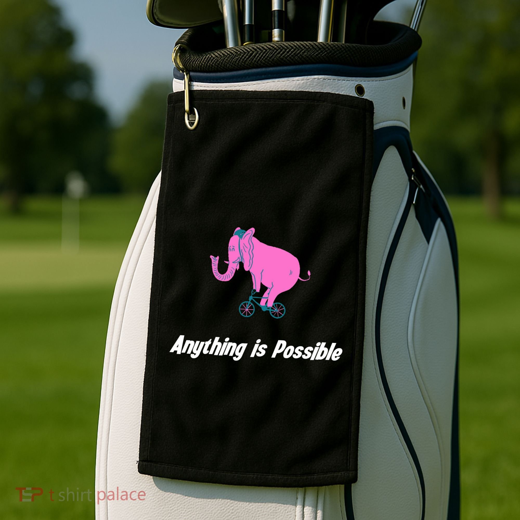 Anything Is Possible Elephant Bicycle Golf Towel
