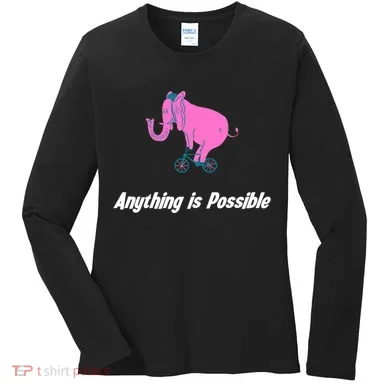 Anything Is Possible Elephant Bicycle Women's Long Sleeve Shirt