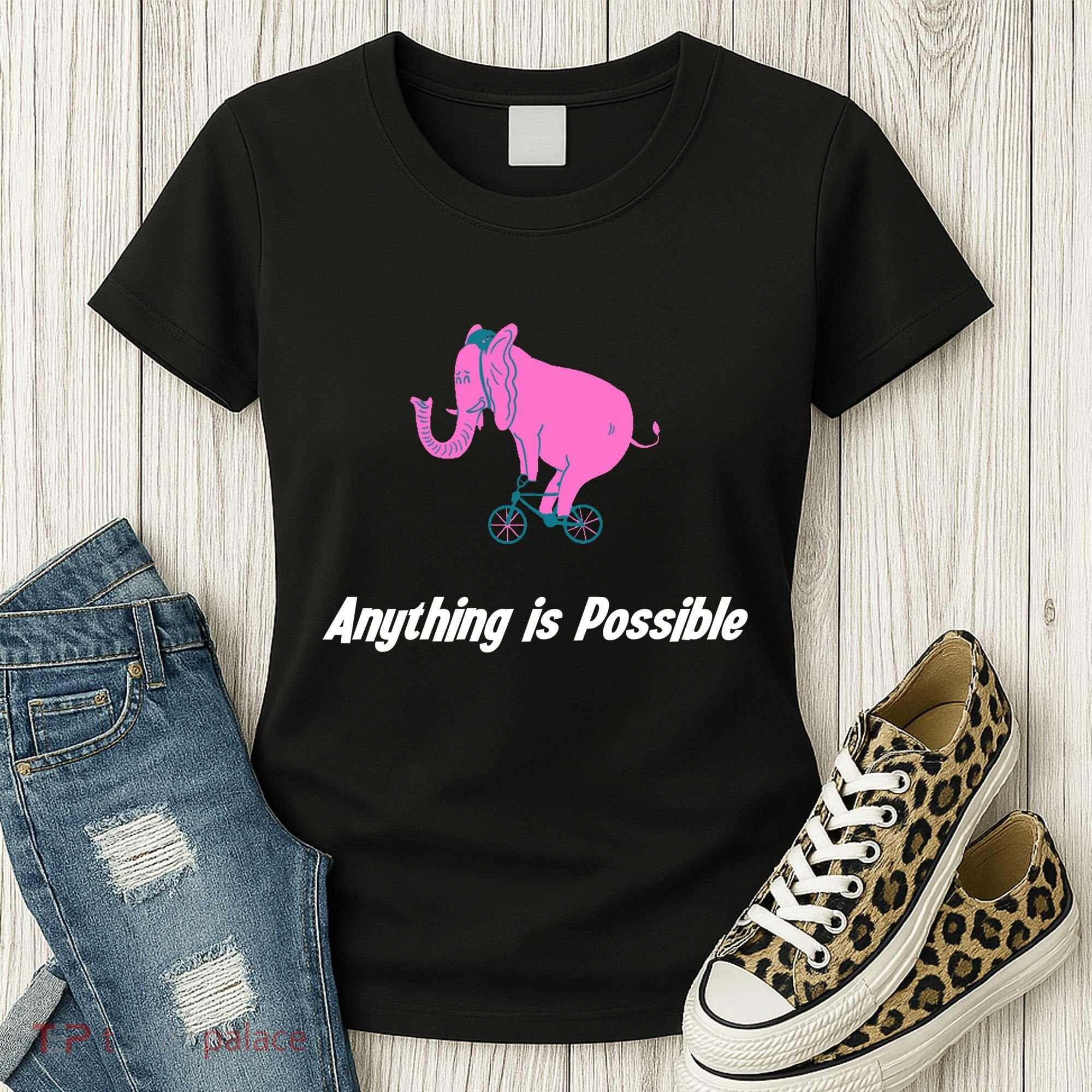 Anything Is Possible Elephant Bicycle Women's T-Shirt