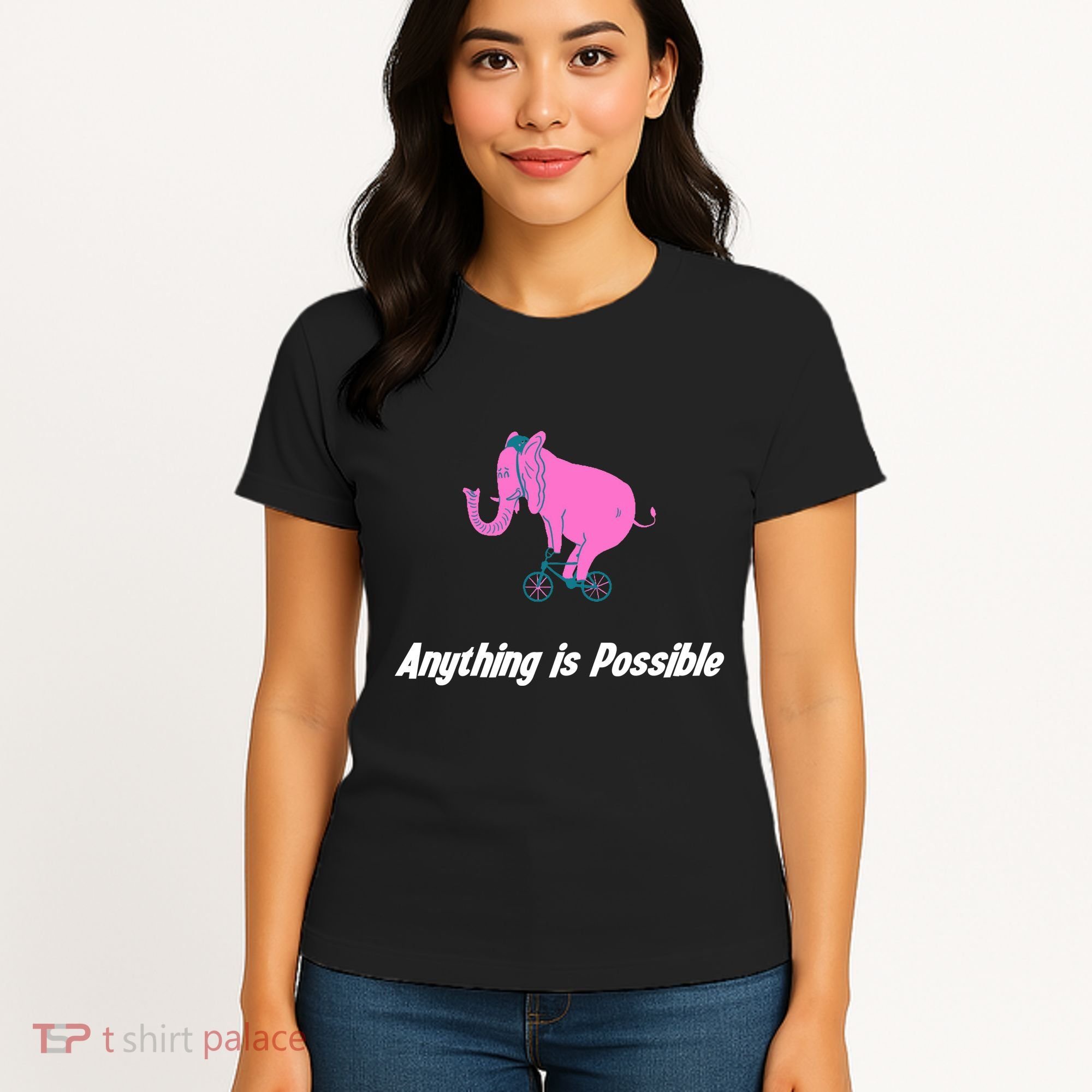 Anything Is Possible Elephant Bicycle Women's T-Shirt