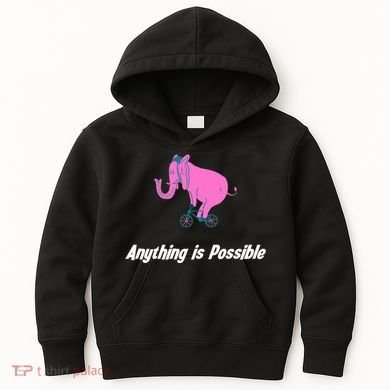 Anything Is Possible Elephant Bicycle Kids Hoodie