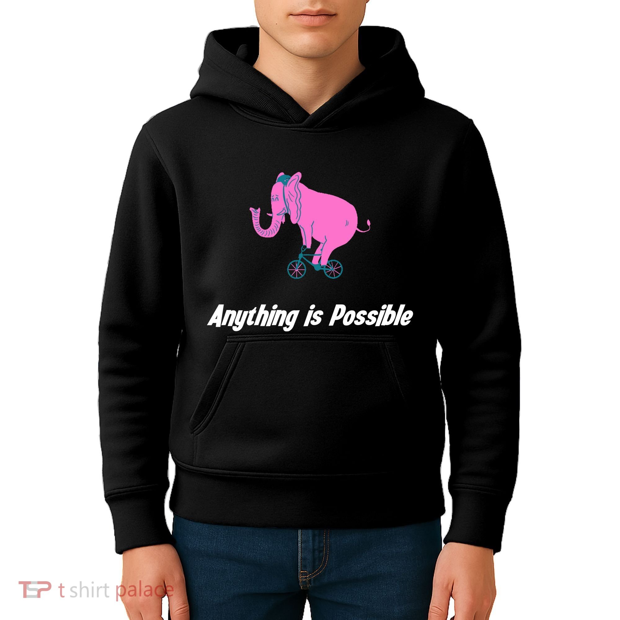 Anything Is Possible Elephant Bicycle Kids Hoodie