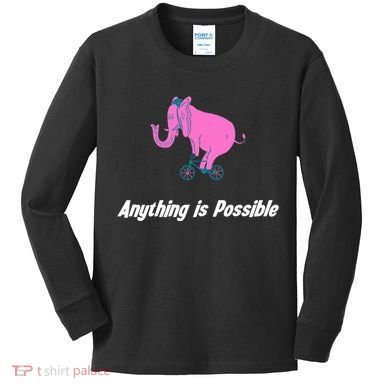 Anything Is Possible Elephant Bicycle Kids Long Sleeve Shirt