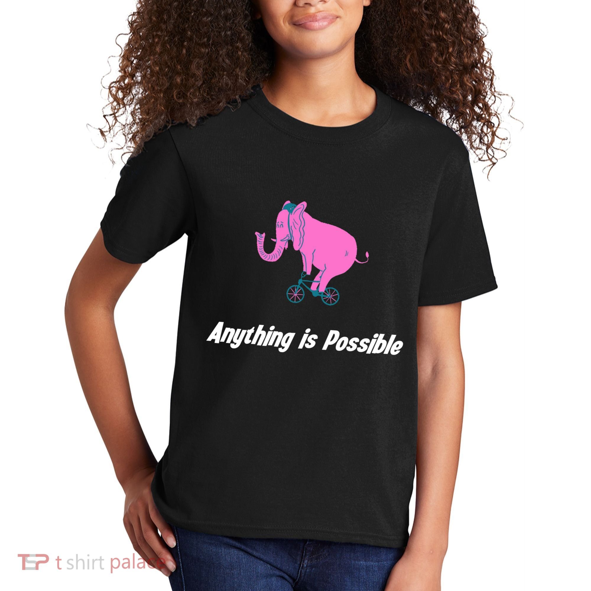 Anything Is Possible Elephant Bicycle Kids T-Shirt