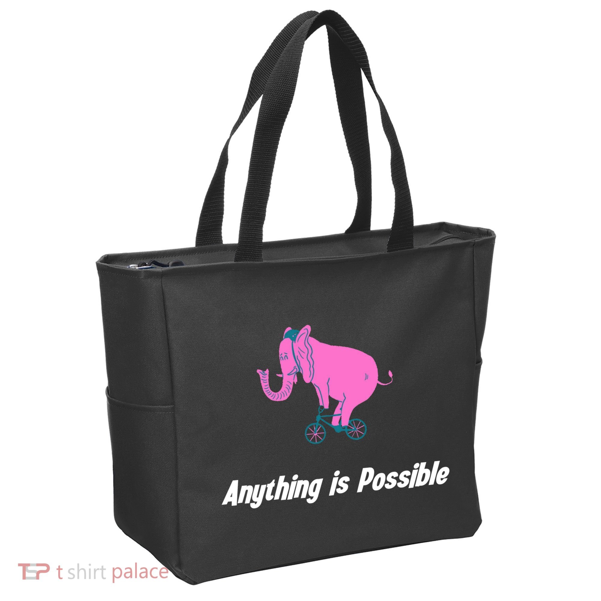 Anything Is Possible Elephant Bicycle Tote Bag