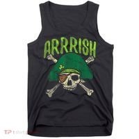 Arrish Irish Pirate Skull Leprechaun Happy St Patrick's Day Boys Tank Top thumb 0