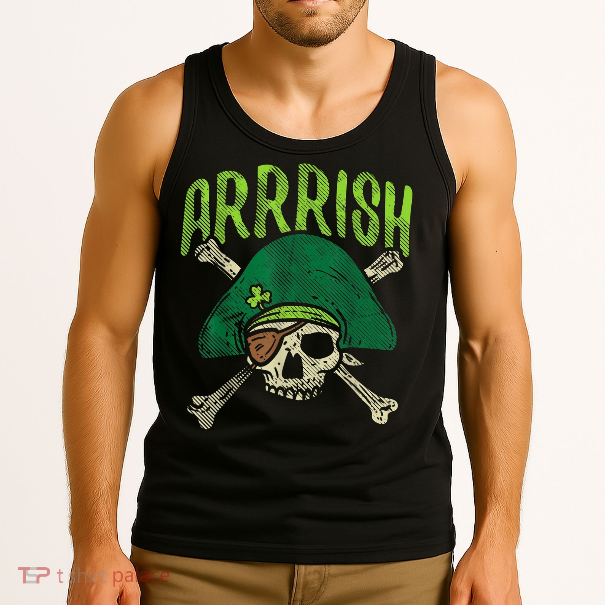 Arrish Irish Pirate Skull Leprechaun Happy St Patrick's Day Boys Tank Top