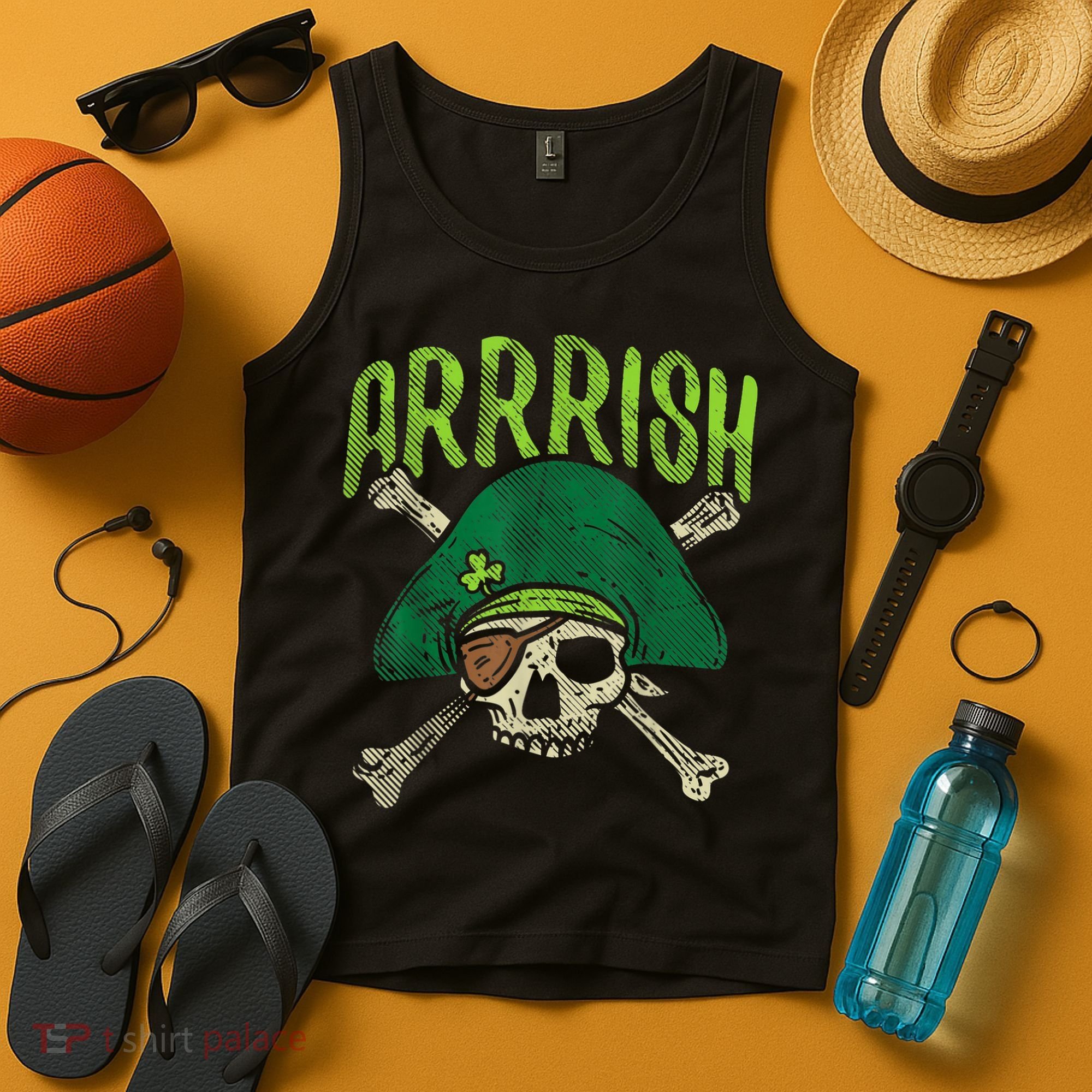 Arrish Irish Pirate Skull Leprechaun Happy St Patrick's Day Boys Tank Top