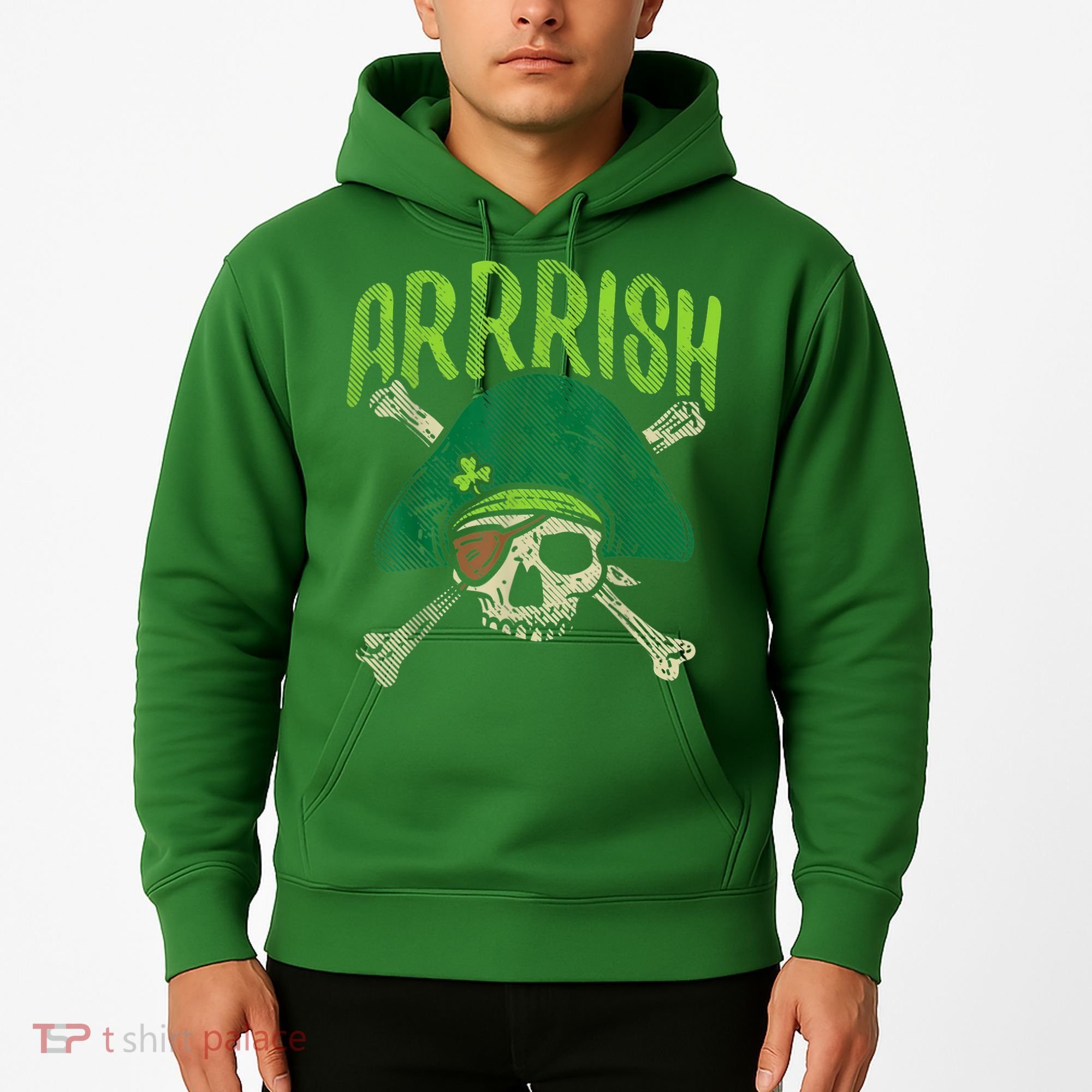 Arrish Irish Pirate Skull Leprechaun Happy St Patrick's Day Boys Hoodie