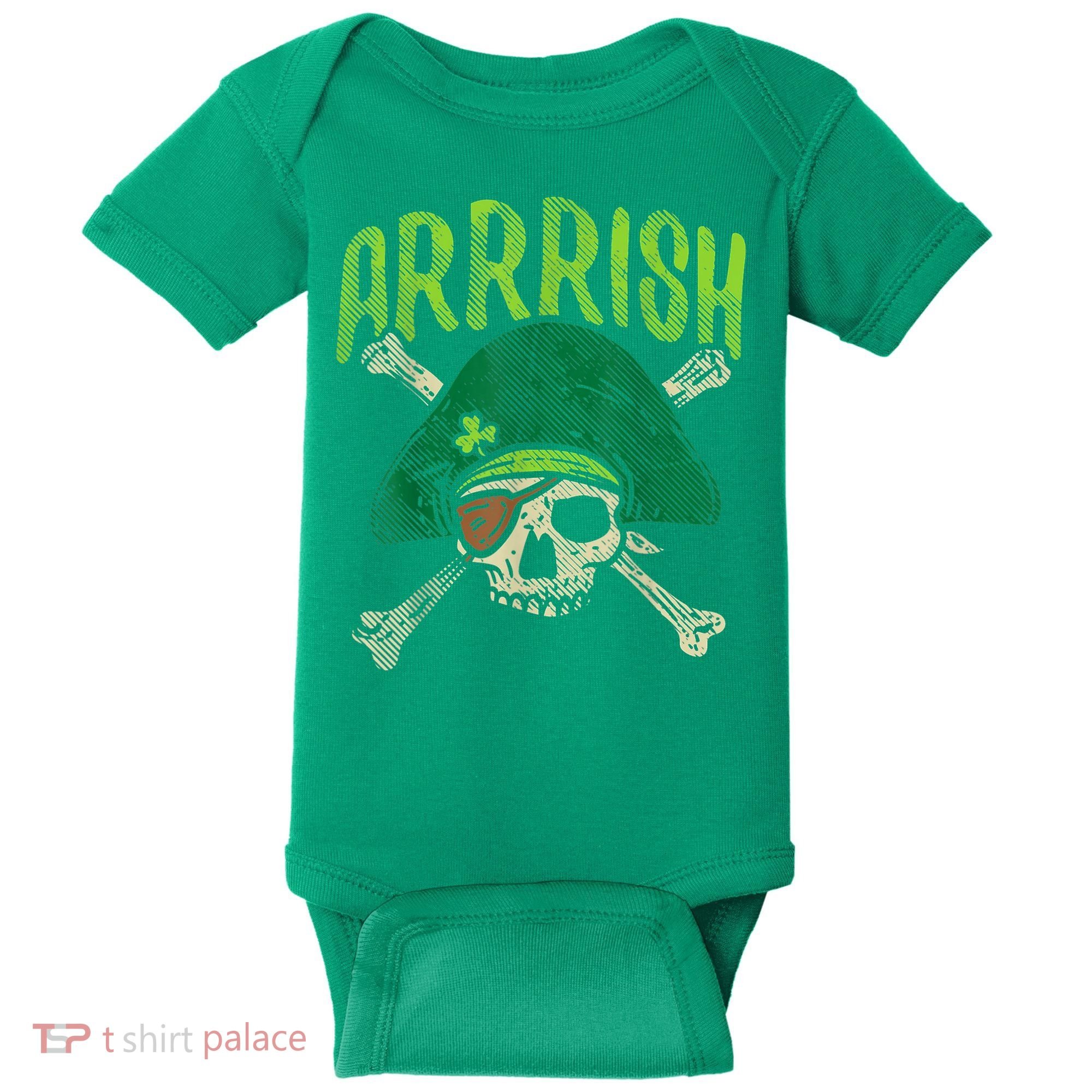 Arrish Irish Pirate Skull Leprechaun Happy St Patrick's Day Boys Baby Bodysuit