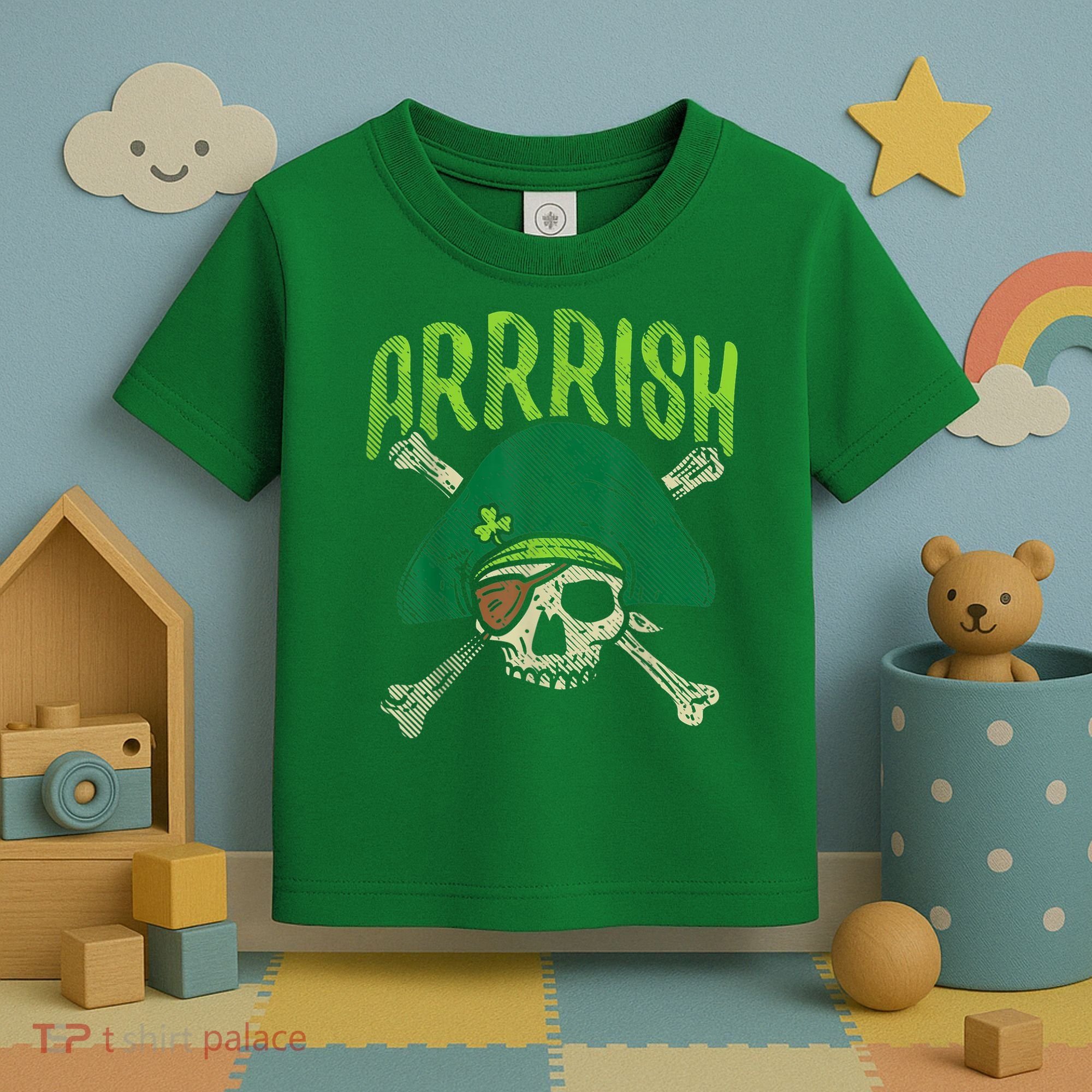 Arrish Irish Pirate Skull Leprechaun Happy St Patrick's Day Boys Toddler T-Shirt