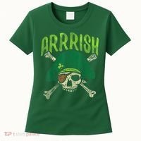 Arrish Irish Pirate Skull Leprechaun Happy St Patrick's Day Boys Women's T-Shirt thumb 0
