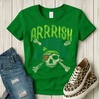 Arrish Irish Pirate Skull Leprechaun Happy St Patrick's Day Boys Women's T-Shirt thumb 3