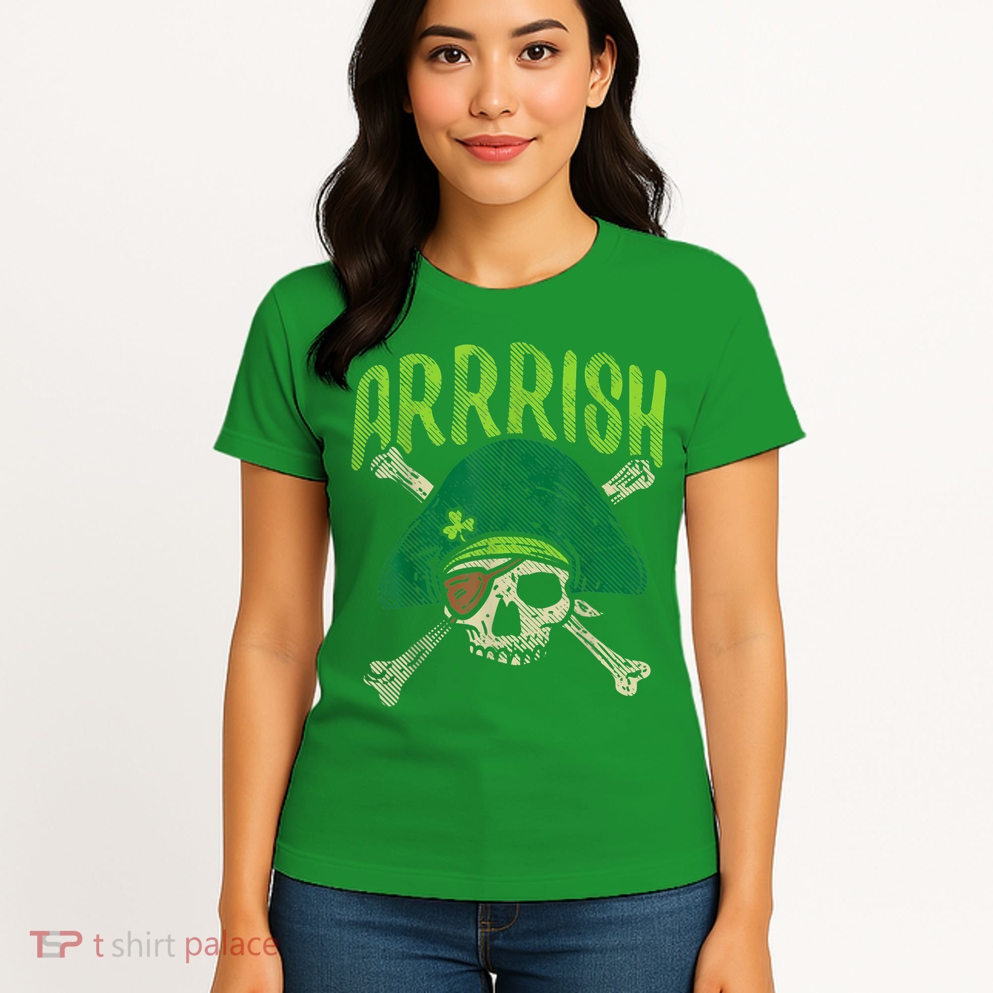 Arrish Irish Pirate Skull Leprechaun Happy St Patrick's Day Boys Women's T-Shirt