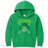 Arrish Irish Pirate Skull Leprechaun Happy St Patrick's Day Boys Kids Hoodie thumb 0