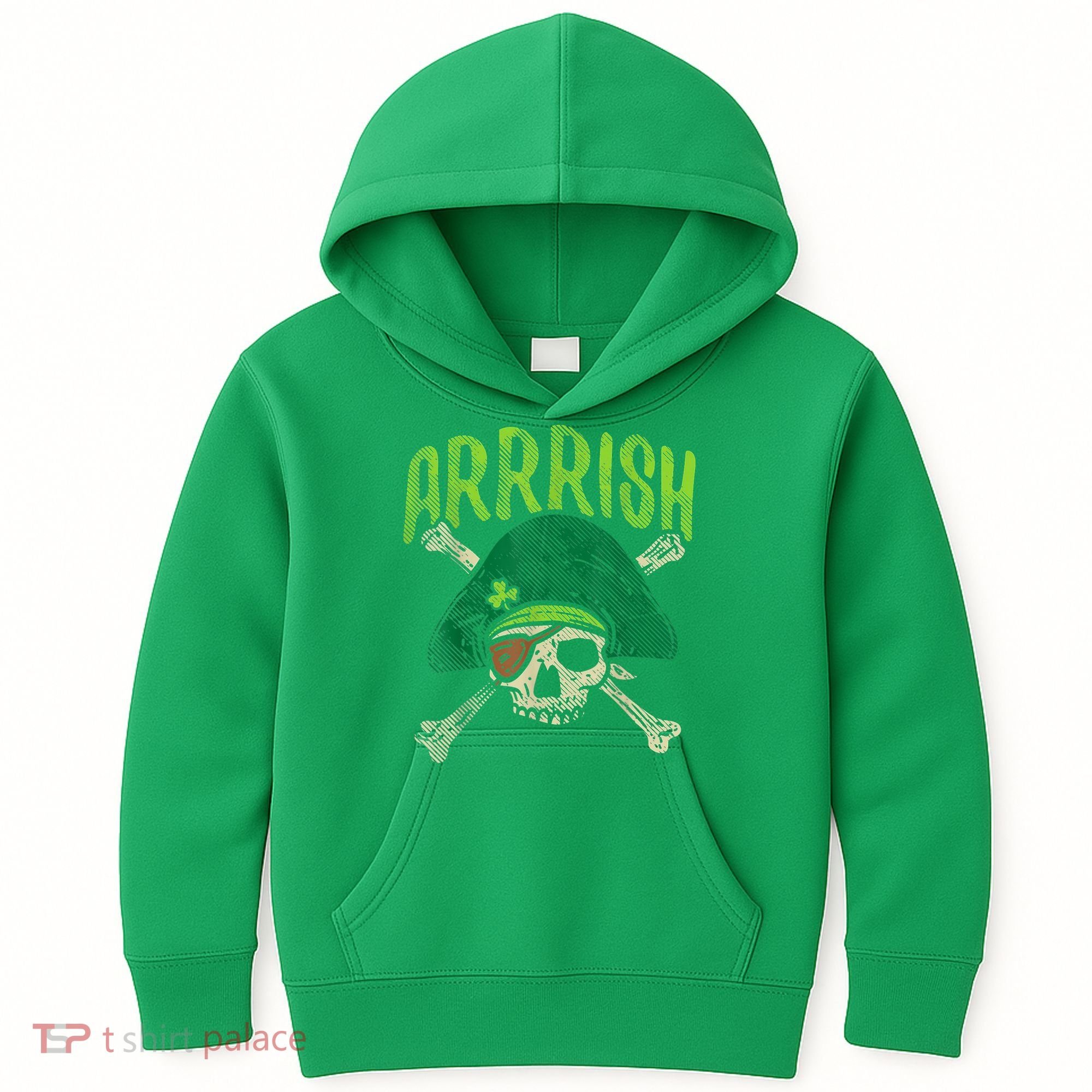 Arrish Irish Pirate Skull Leprechaun Happy St Patrick's Day Boys Kids Hoodie
